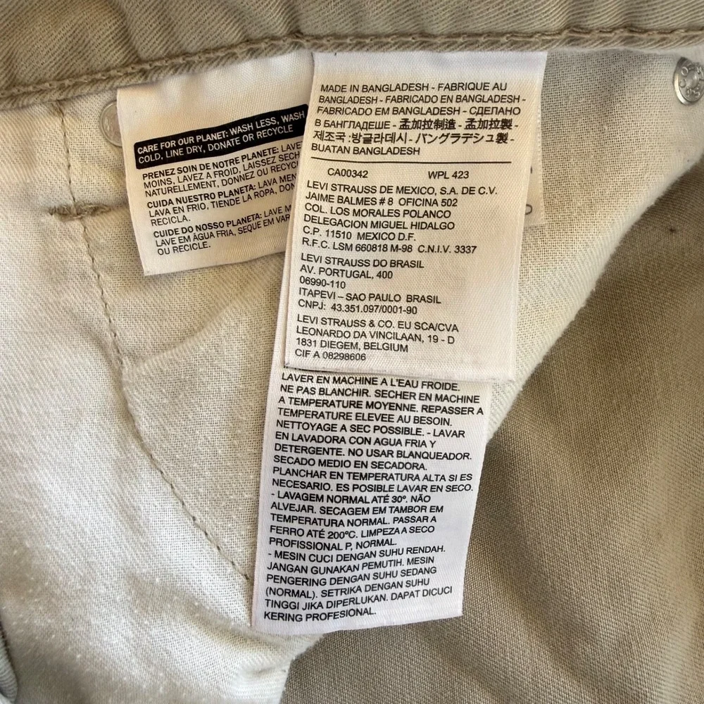 Levi's 514 Straight Fit Pants Mens 32x30 Khaki Tan Stretch Cotton Twill 5 Pocket